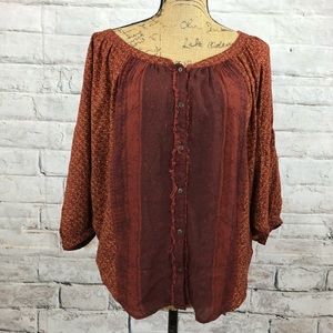Free People Trendy BOHO Flowy Blouse